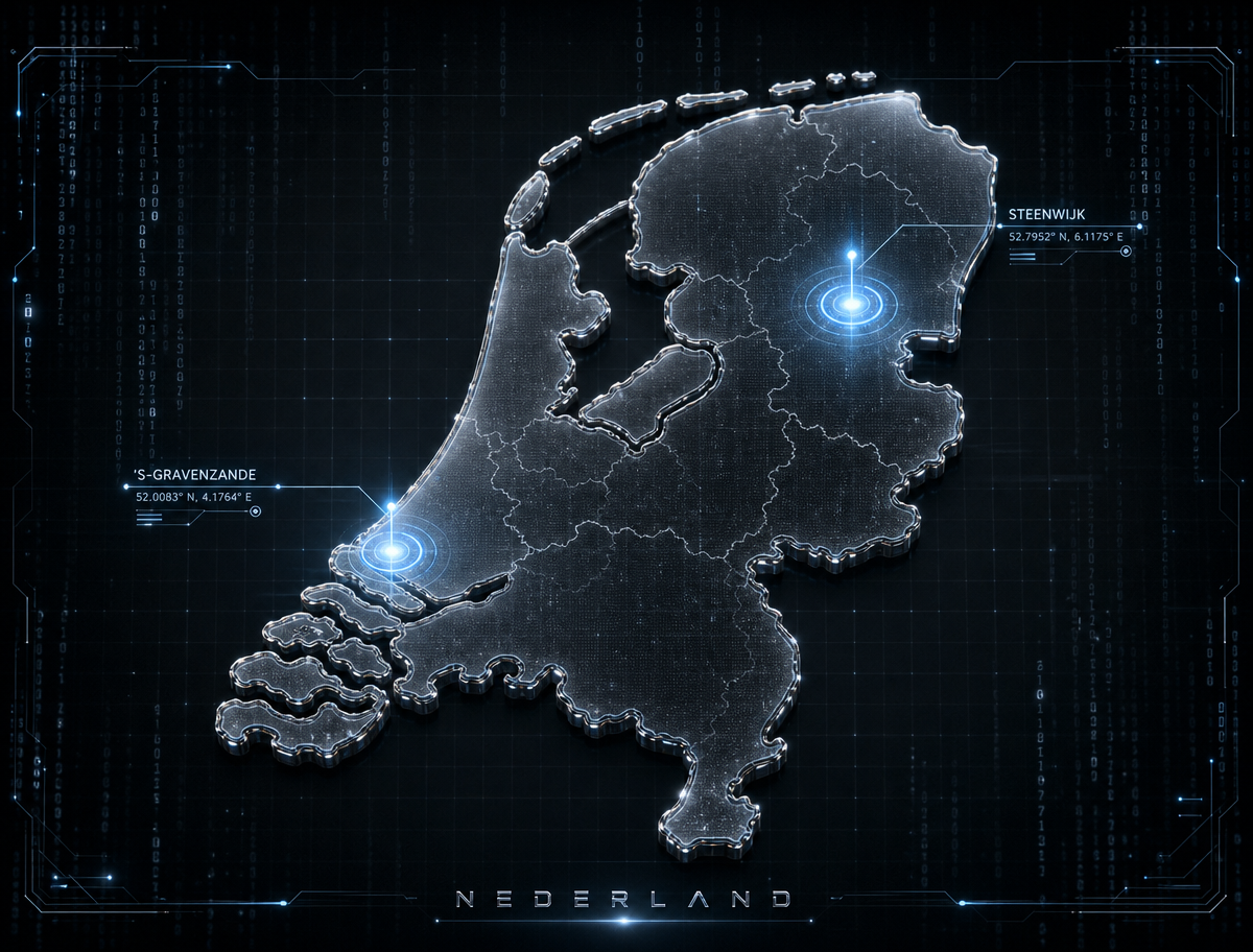 Kaart van Nederland met vestigingen in Steenwijk en 's-Gravenzande